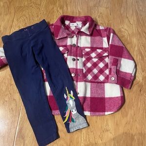 Toddler girl zara flannel shirts + boden leggings